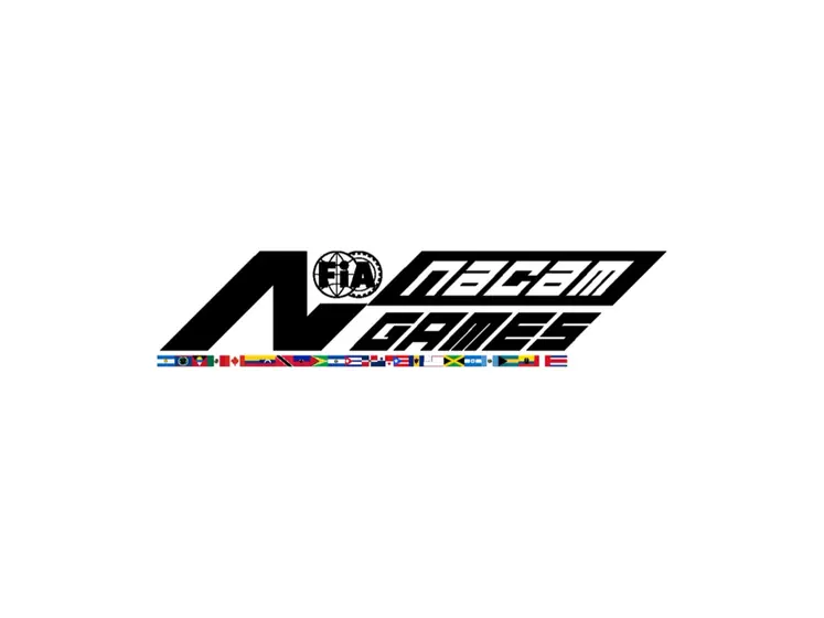 Logo de NACAM Games en negro sobre fondo blanco, con una franja de banderas de países debajo