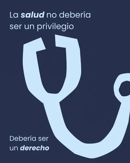 Post de ONAY con un estetoscopio azul claro sobre azul marino y el texto La salud no debería ser un privilegio
